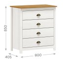 Ver imagem 5 de Conjunto Quarto: Guarda-roupa 4 Portas, Cômoda 4 Gavetas Topázio Branco/freijó Madeira Pinus - Fines