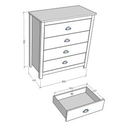 Conjunto Quarto: Guarda-roupa 4 Portas, Cômoda 4 Gavetas Topázio Branco/freijó Madeira Pinus - Fines - 6