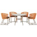 Ver imagem 1 de Mesa com 4 Cadeiras de Jantar Roma 100cm e Noronha em Aluminío Fendi Corda Nautica Estofado 9 Trama