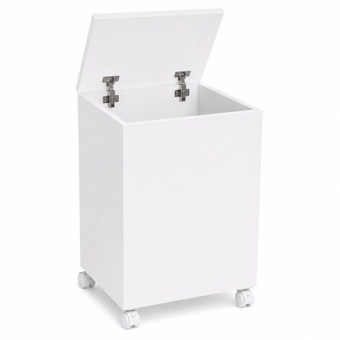 Baú Organizador Rodízios Tampa Articulada Cesto Roupa Branco