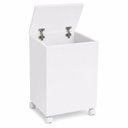 Ver imagem 1 de Baú Organizador Rodízios Tampa Articulada Cesto Roupa Branco