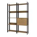 Ver imagem 1 de Kit 2 Estantes para Livros 1 Porta 10 Prateleiras Estilo Industrial Lâmina Mel/preto - Brv Móveis