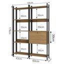 Ver imagem 3 de Kit 2 Estantes para Livros 1 Porta 10 Prateleiras Estilo Industrial Lâmina Mel/preto - Brv Móveis