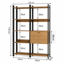 Ver imagem 5 de Kit 2 Estantes para Livros 1 Porta 10 Prateleiras Estilo Industrial Lâmina Mel/Preto - BRV Móveis