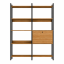 Ver imagem 3 de Kit 2 Estantes para Livros 1 Porta 10 Prateleiras Estilo Industrial Lâmina Mel/Preto - BRV Móveis