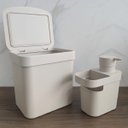 Ver imagem 2 de Lixeira Para Pia De Cozinha 4,7L E Dispenser Porta Detergente E Organizador 650ml Bege OU