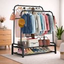 Ver imagem 2 de Arara de Roupas Duplo Resistente com Duplo Sapateiro Preto Dy-xh01