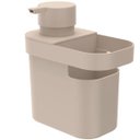 Ver imagem 1 de Dispenser De Detergente 650ml Organizador De Pia Porta Detergente E Esponja Bege OU