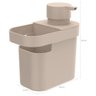 Dispenser De Detergente 650ml Organizador De Pia Porta Detergente E Esponja Bege OU - 3
