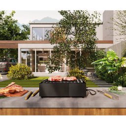 Char Broiler a Gás 8 Caulins Fogareiro Grelha Chapa Hambúrguer Grill Aço Carbono - 4