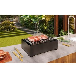 Char Broiler a Gás 8 Caulins Fogareiro Grelha Chapa Hambúrguer Grill Aço Carbono - 2