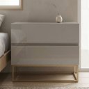 Ver imagem 2 de Mesa de Cabeceira Eros 60cm Off White com Pés Dourado Estilo Industrial para Quarto com 2 Gavetas