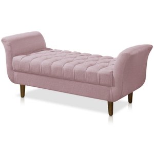 Recamier Puff Banco Namoradeira Sofá Sala 02 Lugares 150cm Grecia Corano Rosa Bebe - Dl Decor