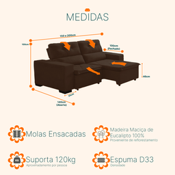 Sofá Retrátil e Reclinável 1,50m 2 Lugares Suede Soft Slim - 5