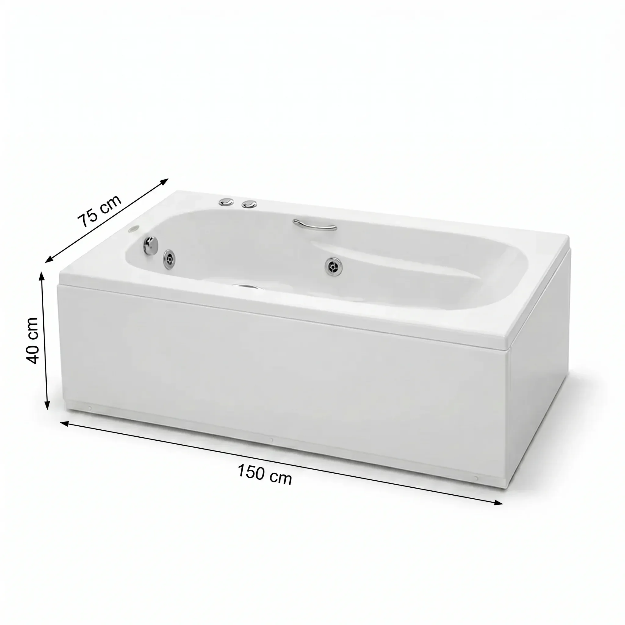 Ver imagem 4 de Banheira de Hidromassagem Tulipacril Top Line Ouro Fino com Cromoterapia LED e Apoio para Cabeça 150x75cm Branca