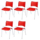 Ver imagem 2 de Cadeira Iso Base Branco Igreja, Escola, Escritório - Vermelho Kit 5 Peças