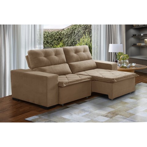 Sofá Retrátil e Reclinável 2,00m 3 Lugares Suede Soft Slim