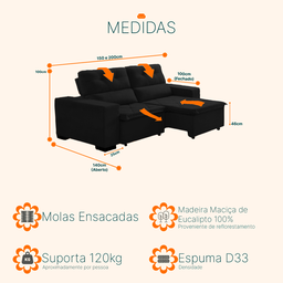 Sofá Retrátil e Reclinável 2,00m 3 Lugares Suede Soft Slim - 5