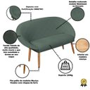 Ver imagem 2 de Kit Recepção 2 Poltronas 1 Namoradeira com Puff Resistente para Sala de Espera Decor Tecido Veludo