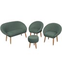 Ver imagem 1 de Kit Recepção 2 Poltronas 1 Namoradeira com Puff Resistente para Sala de Espera Decor Tecido Veludo