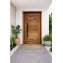 Ver imagem 1 de Kit Porta Pivotante Madeira Maciça Mod. Bbb Couro 215 (a) X 1,18 (l) com Guarnição
