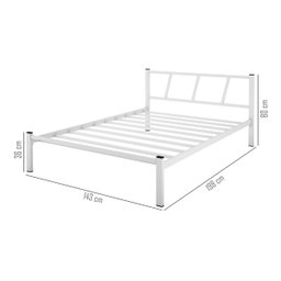 Cama Casal Bruna 100% de Aço Estilo Industrial Branco - 3