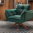 Ver imagem 1 de Poltrona Decorativa Opala Giratória Tecido Veludo Cor Verde