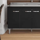 Ver imagem 4 de Balcão Gabinete de Pia Cozinha Multiuso 150cm sem Tampo Gabriela Preto Fosco- Mabe Magazine