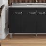 Balcão Gabinete de Pia Cozinha Multiuso 150cm sem Tampo Gabriela Preto Fosco- Mabe Magazine - 4