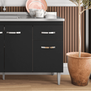 Ver imagem 3 de Balcão Gabinete de Pia Cozinha Multiuso 150cm sem Tampo Gabriela Preto Fosco- Mabe Magazine