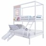 Beliche Casinha Reta Casal/ Solteiro com Escorregador Madeira Maciça Branco/ Rosa Housin - 5