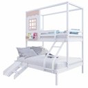 Ver imagem 5 de Beliche Casinha Reta Casal/ Solteiro com Escorregador Madeira Maciça Branco/ Rosa Housin