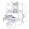 Beliche Casinha Reta Casal/ Solteiro com Escorregador Madeira Maciça Branco/ Rosa Housin - 4
