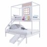 Beliche Casinha Reta Casal/ Solteiro com Escorregador Madeira Maciça Branco/ Rosa Housin - 2