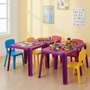 Ver imagem 2 de Kit 4 Mesas Plásticas de Atividades Infantil Rosa Tramontina Adoleta 49x42cm Brinquedoteca Escola