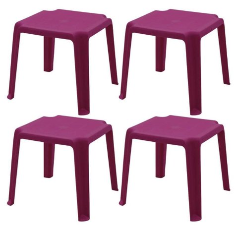 Kit 4 Mesas Plásticas de Atividades Infantil Rosa Tramontina Adoleta 49x42cm Brinquedoteca Escola