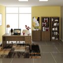 Ver imagem 1 de Kit para Escritório 4 Peças com 1 Mesa 2 Estantes e Balcão Cor:nogal