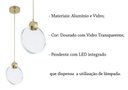 Ver imagem 3 de Pendente dourado Led 3W Vidro Redondo Lavabo Quarto Zan96