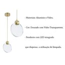 Ver imagem 3 de Pendente dourado Led 3W Vidro Redondo Lavabo Quarto Zan96