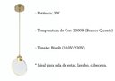 Ver imagem 6 de Pendente dourado Led 3W Vidro Redondo Lavabo Quarto Zan96