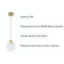 Ver imagem 6 de Pendente dourado Led 3W Vidro Redondo Lavabo Quarto Zan96