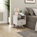 Ver imagem 1 de Mesa de Cabeceira 450x580x400 mm 1 Gaveta Curve Cinza
