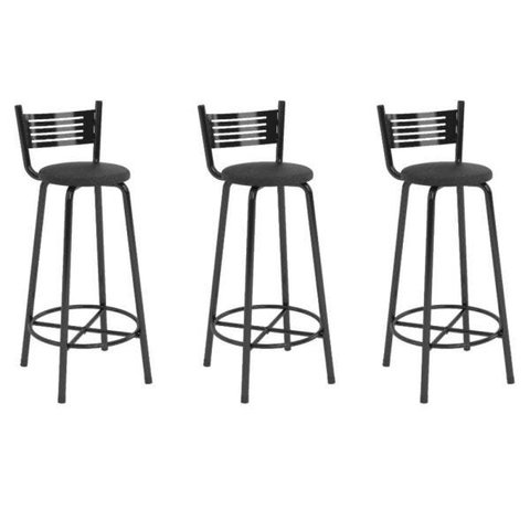 Kit 3 Banqueta Alta Cozinha Banco Balcão Bistrô Aço BQT001X3 Preto