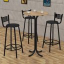 Ver imagem 3 de Kit 3 Banqueta Alta Cozinha Banco Balcão Bistrô Aço BQT001X3 Preto