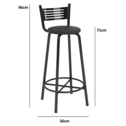 Kit 4 Banqueta Alta Cozinha Banco Balcão Bistrô Aço BQT001X4 Preto - 4