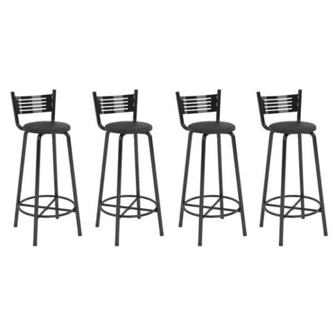 Kit 4 Banqueta Alta Cozinha Banco Balcão Bistrô Aço BQT001X4 Preto