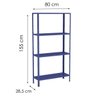 Estante Aço 4 Prateleiras Livros Cozinha Quarto EAF006 Azul - 2