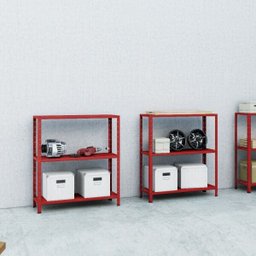 Estante Aço 3 Prateleiras Livros Cozinha Quarto EAF007 Vermelho - 2