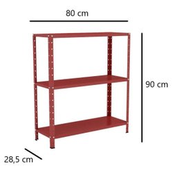 Estante Aço 3 Prateleiras Livros Cozinha Quarto EAF007 Vermelho - 3