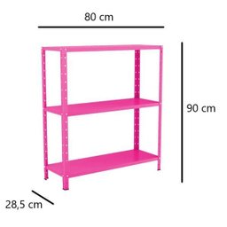 Estante Aço 3 Prateleiras Livros Cozinha Quarto Eaf007 Rosa - 2